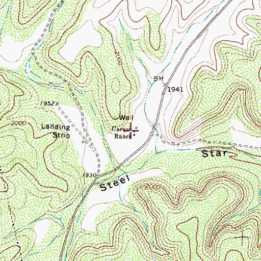 Topographic Map of Carson Ranch, TX