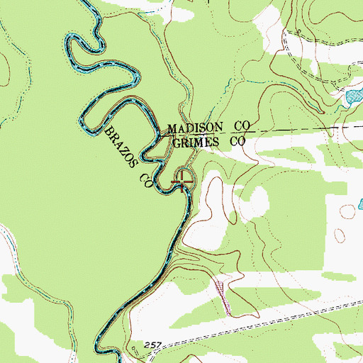 Topographic Map of Carter Creek, TX