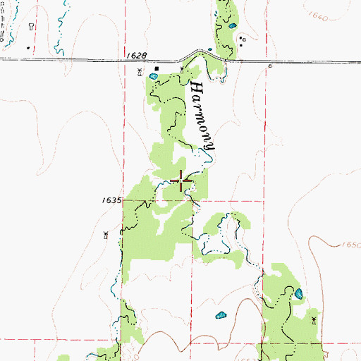 Topographic Map of Carter Creek, TX