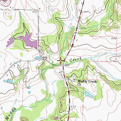 Topographic Map of Carter Creek, TX