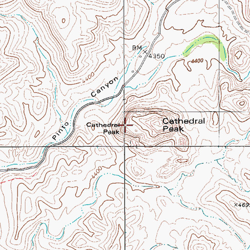 Topographic Map of Cathedral Peak, TX