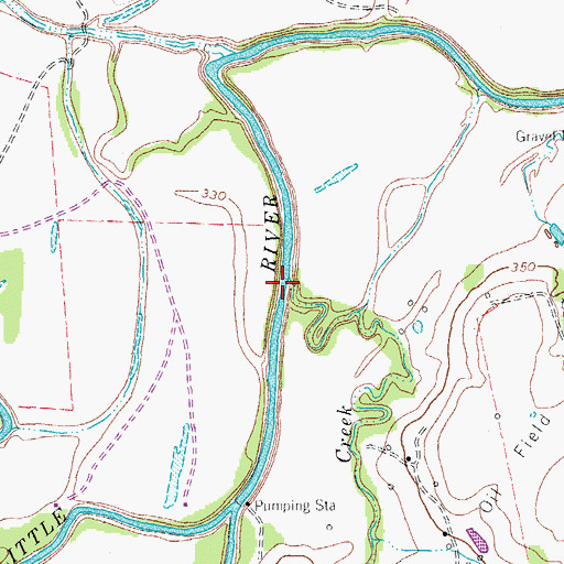 Topographic Map of Cattail Creek, TX