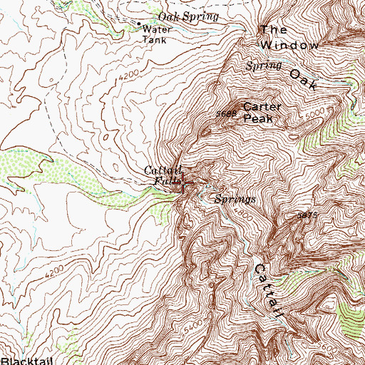 Topographic Map of Cattail Falls, TX