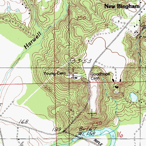 Topographic Map of Redland Bluffs, AL