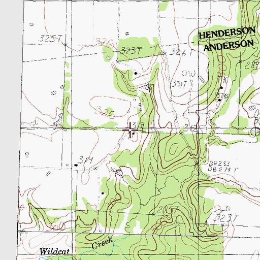 Topographic Map of Cayuga Oil Field, TX
