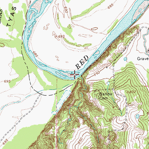 Topographic Map of Cedar Creek, TX