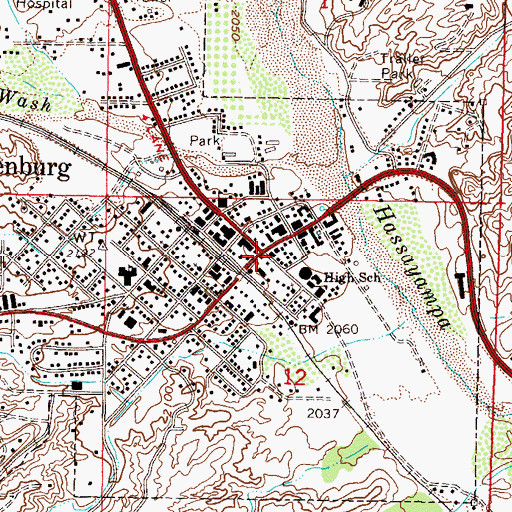 Topographic Map of Wickenburg, AZ