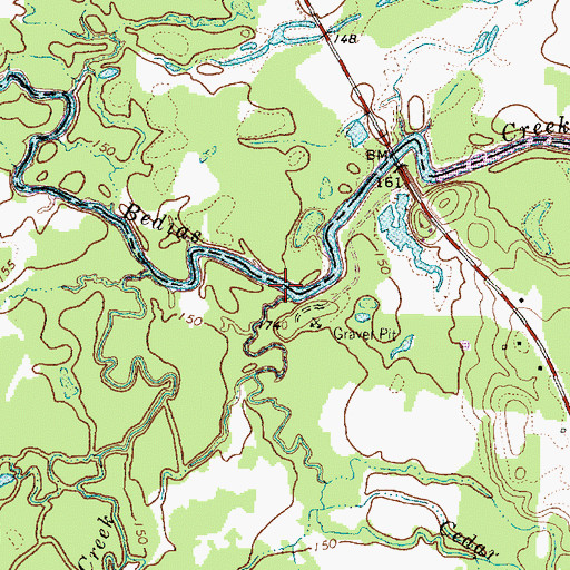 Topographic Map of Cedar Creek, TX