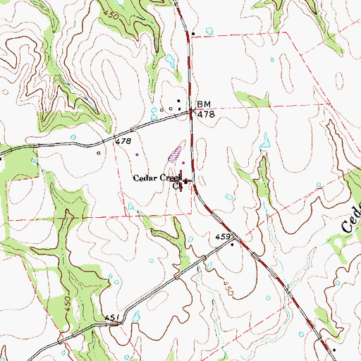 Topographic Map of Cedar Creek Church, TX