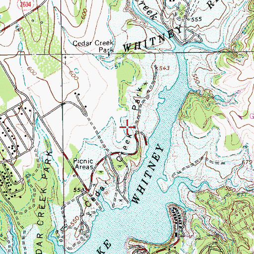 Topographic Map of Cedar Creek Park, TX