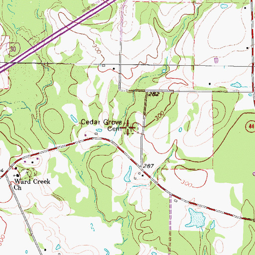 Topographic Map of Cedar Grove Cemetery, TX