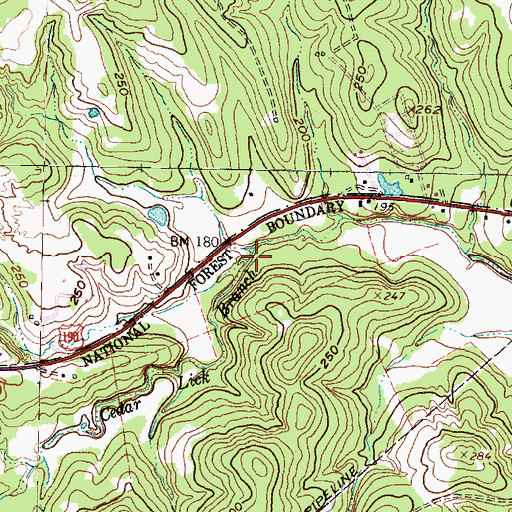 Topographic Map of Cedar Lick Branch, TX