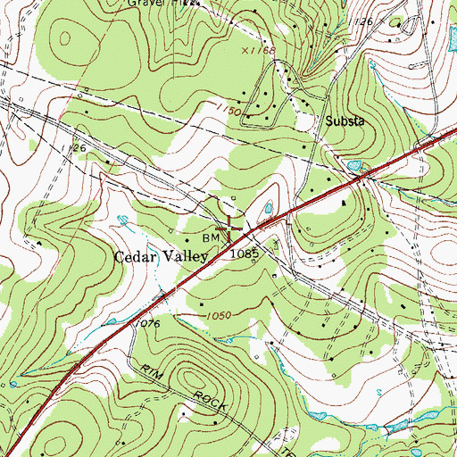 Topographic Map of Cedar Valley, TX