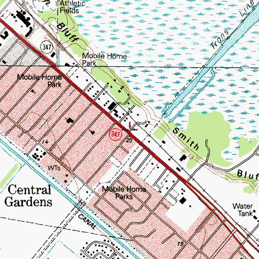 Topographic Map of Central Gardens, TX
