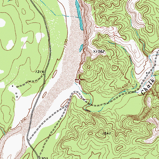 Topographic Map of Chalk Creek, TX