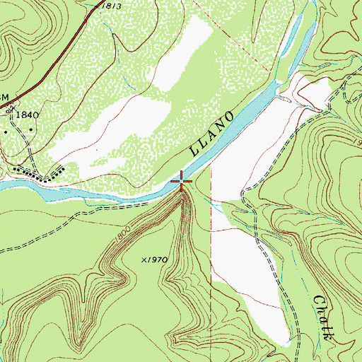 Topographic Map of Chalk Creek, TX