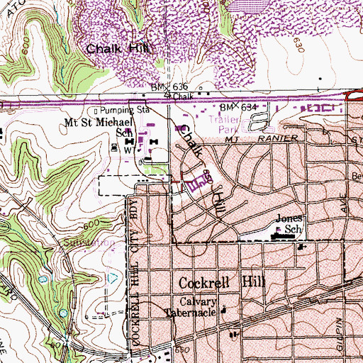 Topographic Map of Chalk Hill, TX