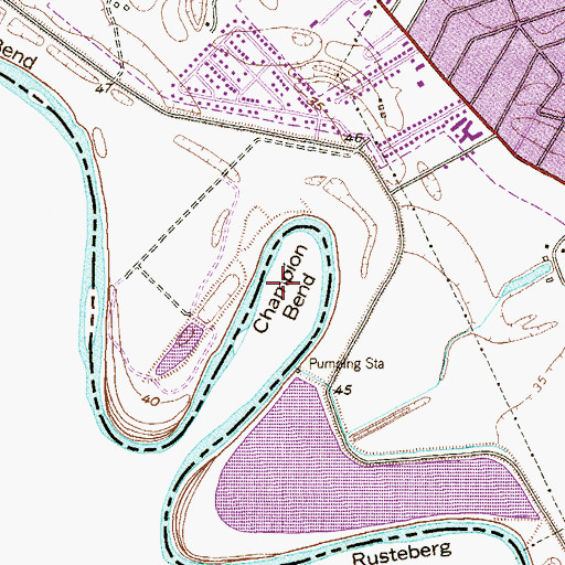 Topographic Map of Champion Bend, TX