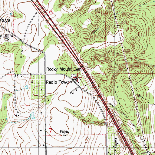 Topographic Map of Rocky Mount Church (historical), AL