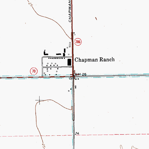 Topographic Map of Chapman Ranch, TX