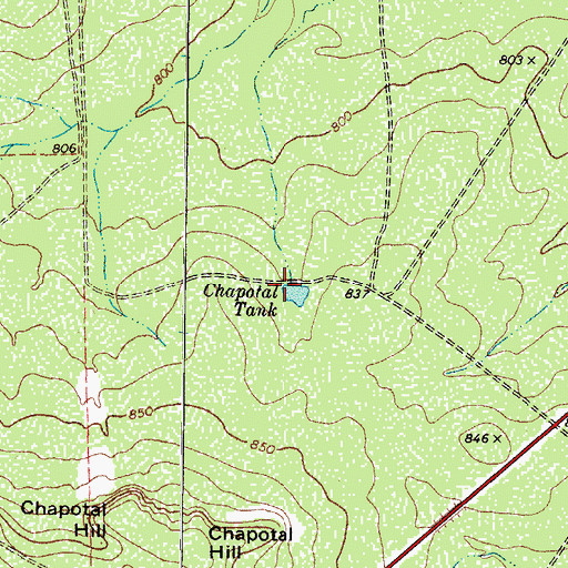 Topographic Map of Chapotal Tank, TX