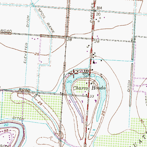 Topographic Map of Charco Hondo, TX