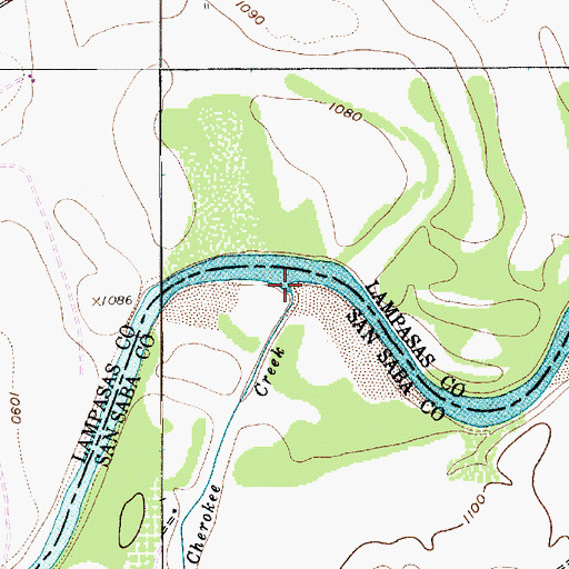 Topographic Map of Cherokee Creek, TX