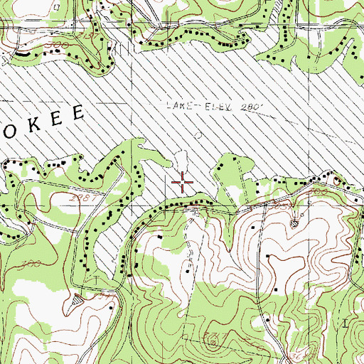 Topographic Map of Lake Cherokee, TX