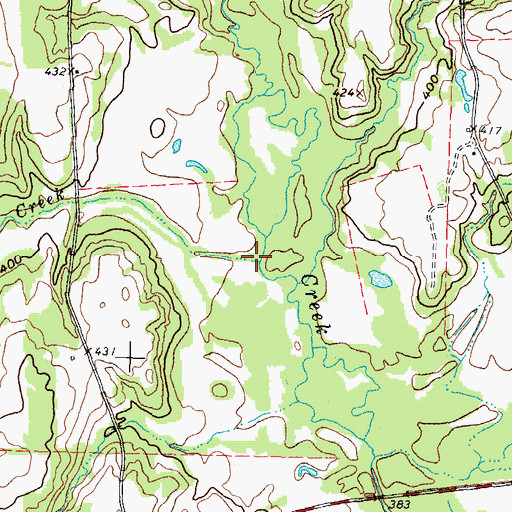 Topographic Map of Chicken Creek, TX