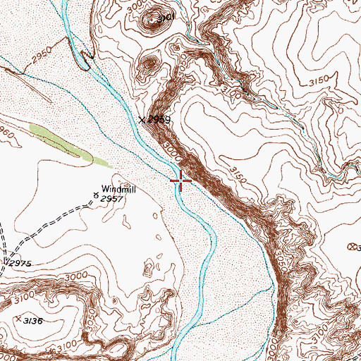 Topographic Map of Chicken Creek, TX