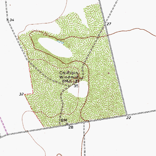 Topographic Map of Chiltipin Windmill, TX