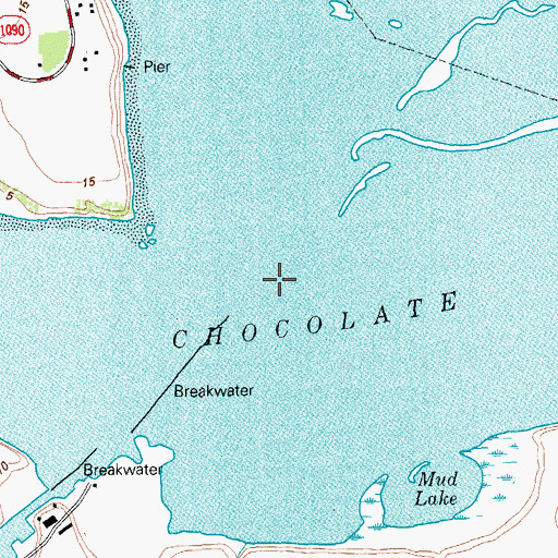 Topographic Map of Chocolate Bay, TX