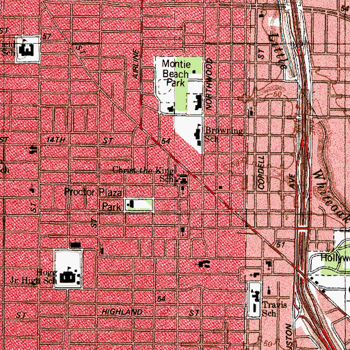 Topographic Map of Christ the King School, TX