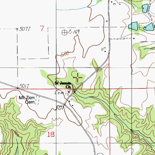 Topographic Map of Saint James School (historical), AL