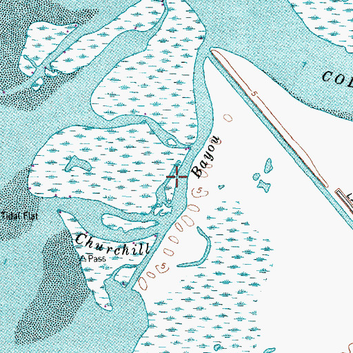 Topographic Map of Churchill Bayou, TX