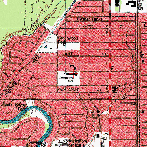 Topographic Map of Cimarron School, TX