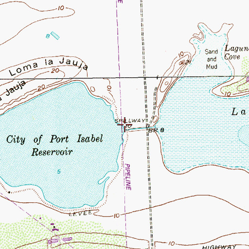 Topographic Map of City of Port Isabel Reservoir, TX