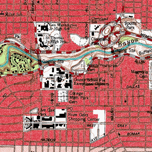 Topographic Map of City Tubercular Hospital, TX