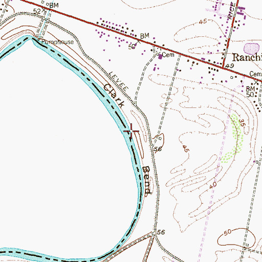 Topographic Map of Clark Bend, TX