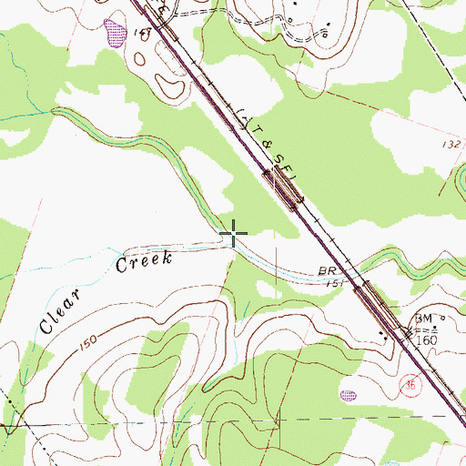 Topographic Map of Clear Creek, TX