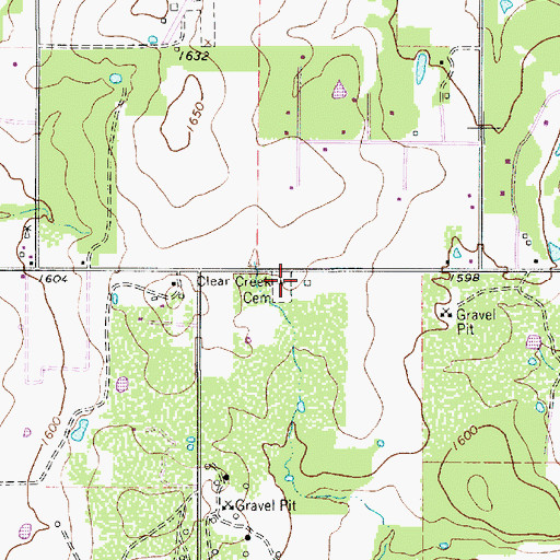 Topographic Map of Clear Creek Cemetery, TX