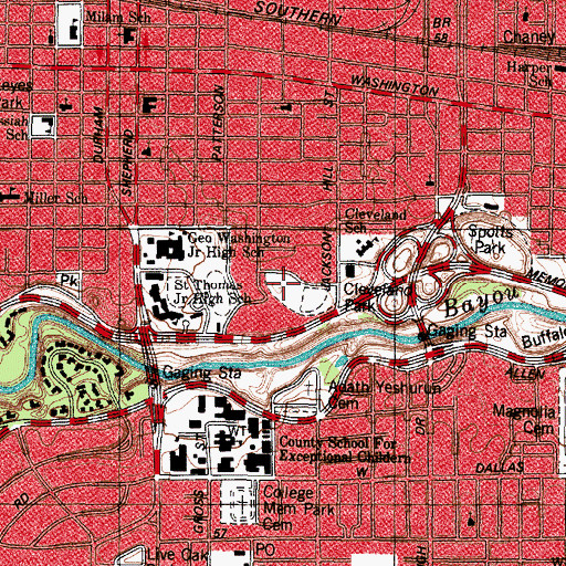 Topographic Map of Cleveland Park, TX