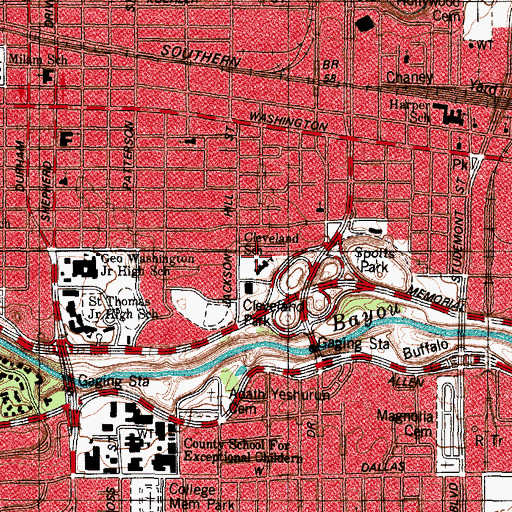 Topographic Map of Cleveland School, TX