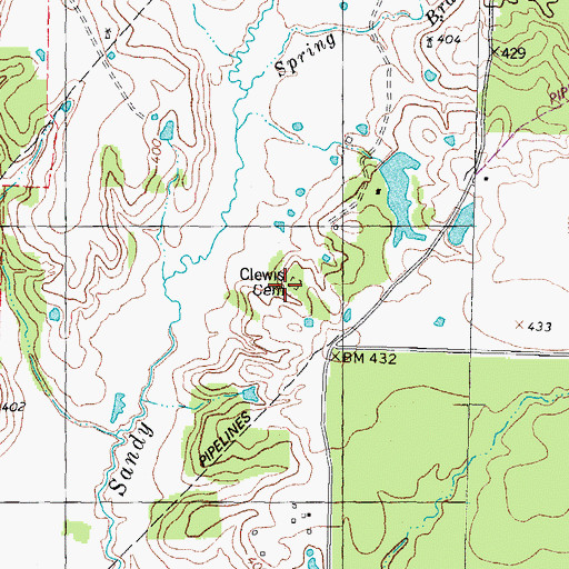 Topographic Map of Clewis Cemetery, TX