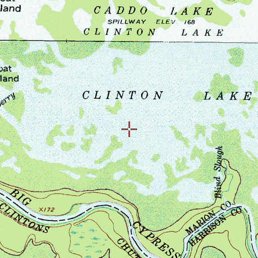 Topographic Map of Clinton Lake, TX