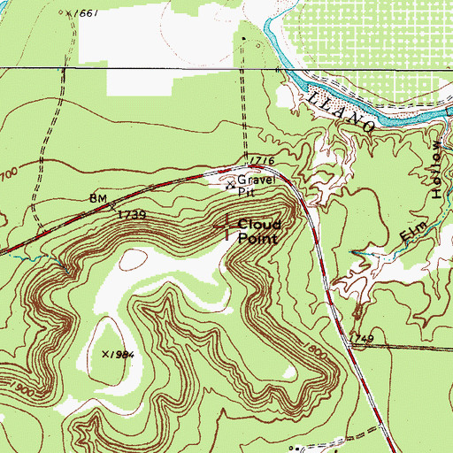 Topographic Map of Cloud Point, TX