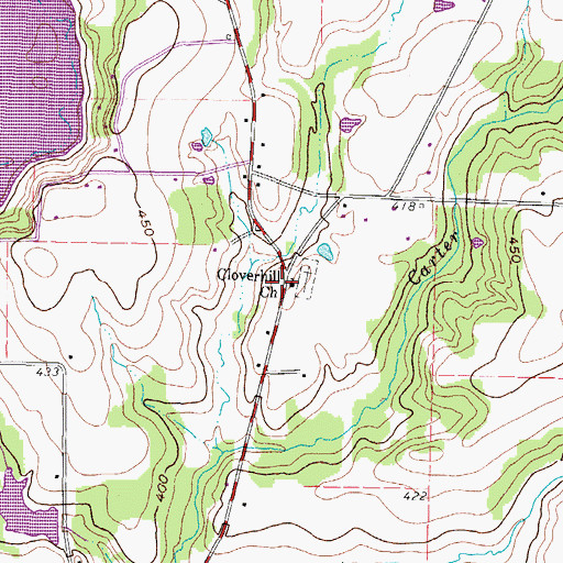 Topographic Map of Cloverhill Church, TX