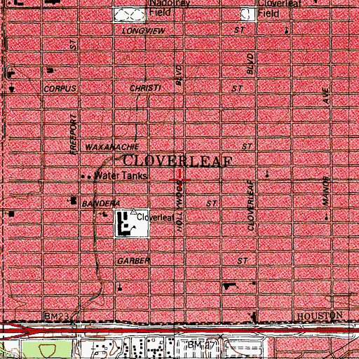 Topographic Map of Cloverleaf, TX