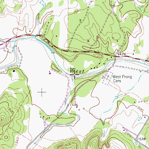 Topographic Map of Coalkiln Creek, TX
