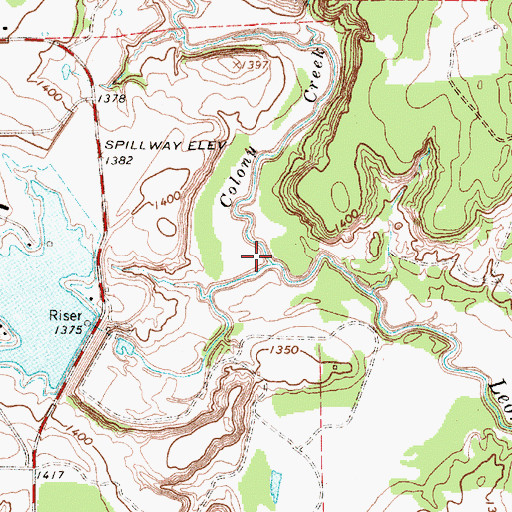 Topographic Map of Colony Creek, TX